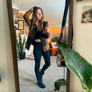 American Eagle 100% Cotton Brown Checkered Flannel Button Down